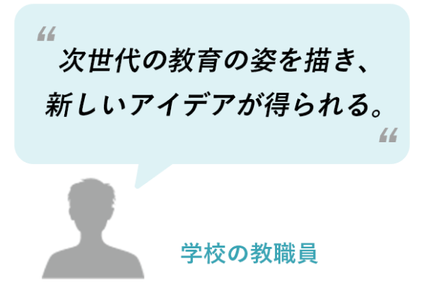 次世代の教育の姿を描き、新しいアイデアが得られる（学校の教職員）